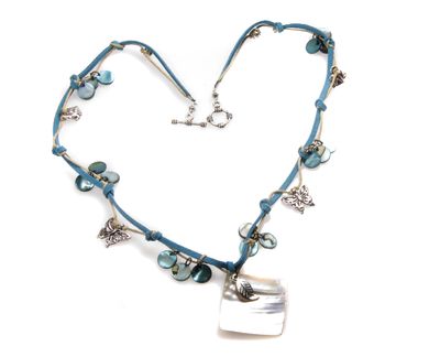 Blue suede necklace