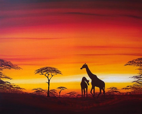 Giraffes at Dawn (Sold)