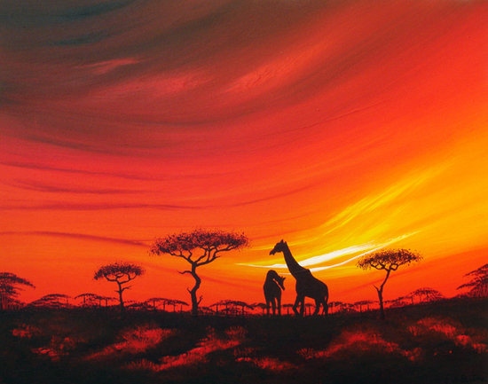 Giraffes at Daybreak (Sold)