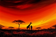 African Landscape with Giraffes