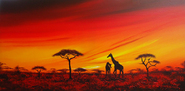 African sunset with Giraffes