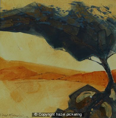 Warm bracken, wind sculptured trees
