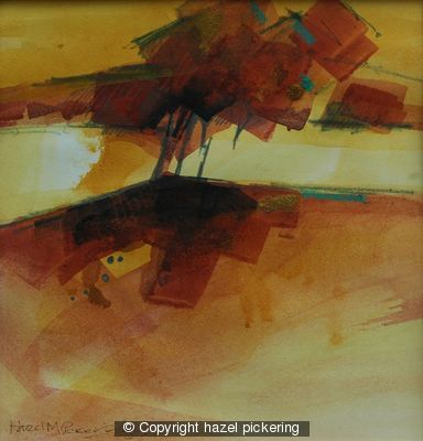 Trees, new sun, horizon