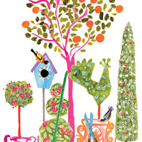 orange tree and topiary