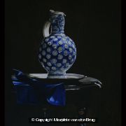 17th century stoneware jug on pewter plate