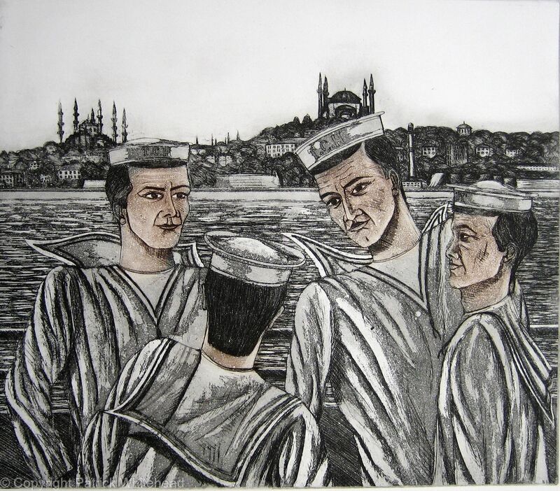 Sailors on a ferry on the Bosphorus, Istanbul