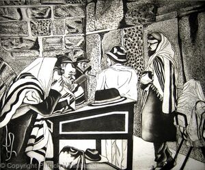 Hasidim at Prayer, The Western Wall, Jerusalem