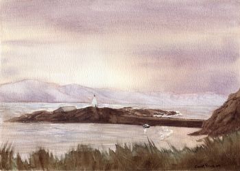 Old Lighthouse and Snowdonia,Llanddwyn Island, Anglesey