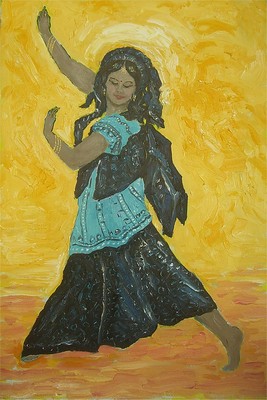 indian dancer with yellow background