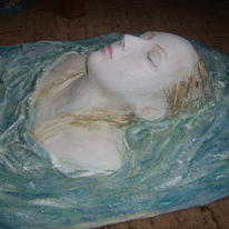 Sculpture made with wood,plaster,cloth,Acrylic paints,PVA and glitter glue