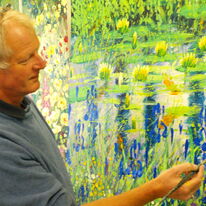 John painting on site at his last exhibition at Nymans Gardens