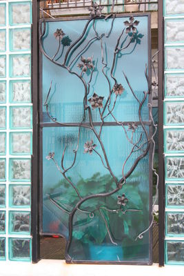 glass  steel gate with vine detail