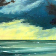 windfarm at dusk from Brancaster beach