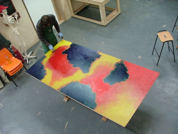Rolling out the ink for the Big Draw monoprint