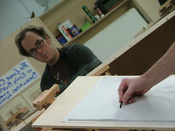 Big Draw - Paul drawing his self portrait