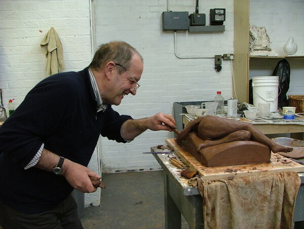 Will Green working on reclining figure
