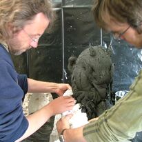 Image 5 - Andrew and Cliff taking the hippogriff out of the silicone rubber mould