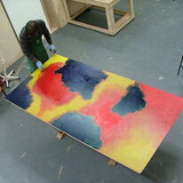 Rolling out the ink for the Big Draw monoprint