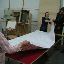 Big Draw - Lifting the monoprint off the inked table