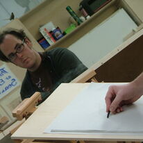 Big Draw - Paul drawing his self portrait