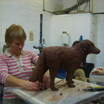 Sarah working on her sculpture