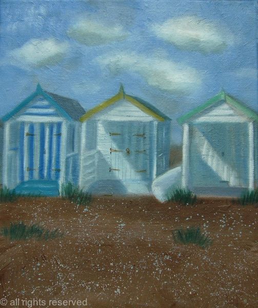 Beach huts in summer