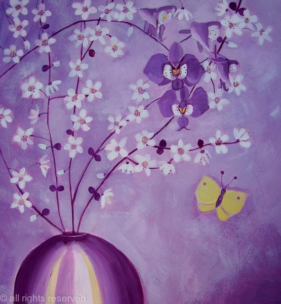 Purple orchids and blossom