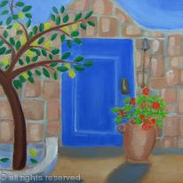 Blue Door with Lemon Tree
