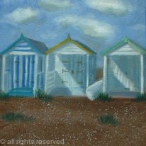 Beach huts in summer