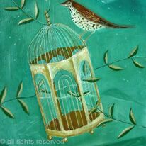 Gilded Cage with songthrush