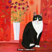 Cat with Carnations