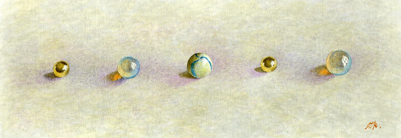 Five glass marbles