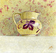Jug and patterned wallpaper