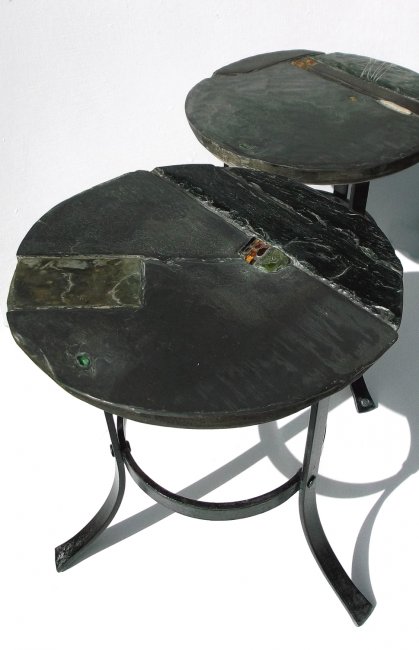 Garden Seating: mosaic and metal stools