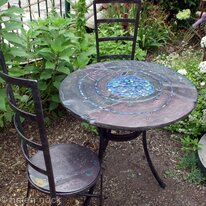 Blue Pool Gold Edition handmade garden table and chairs