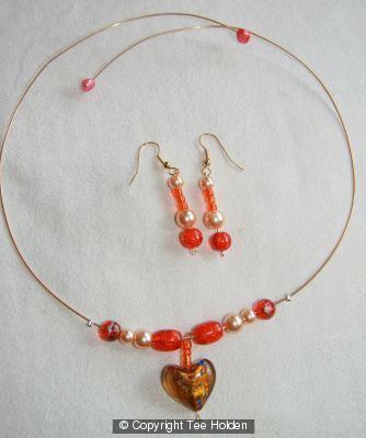 Orange Choker  & Earrings