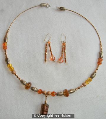 Brown Choker Necklace & Earings