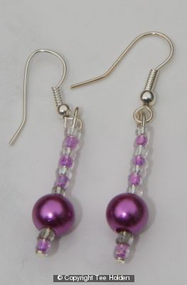 Purple drop earrings