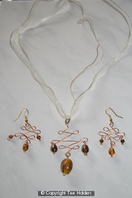 Wirework Cord Necklace  matching Earrings
