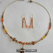 Brown Choker Necklace & Earings