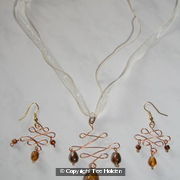 Wirework Cord Necklace  matching Earrings