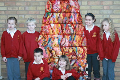 Howden Juniors with the Fire textile the juniors made the background felt as a whole piece of material