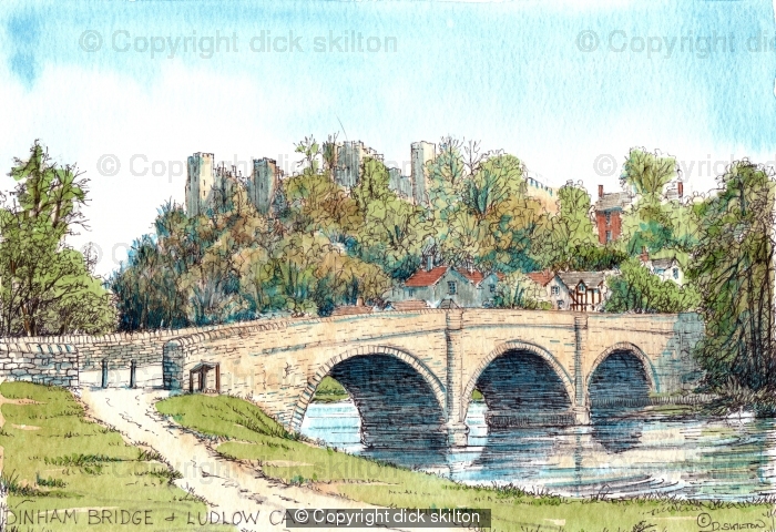 Dinham Bridge and Ludlow Castle Ludlow Shropshire, greeting card