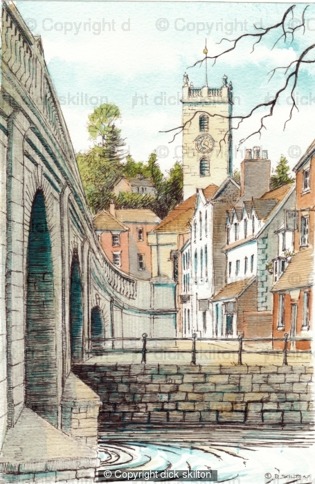 Bewdley from beside the bridge over the Severn (Portrait) greeting card
