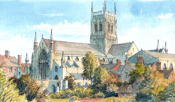 Worcester Cathedral ( No River) greeting Card