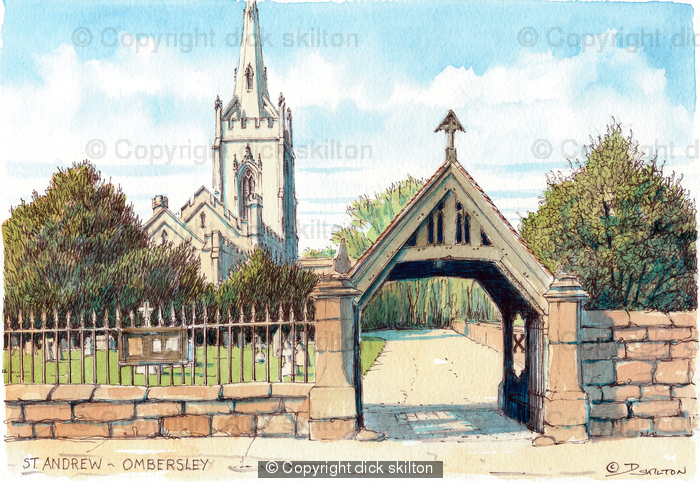 St Andrew Ombersley Nr Worcester Worcestershire, greeting card