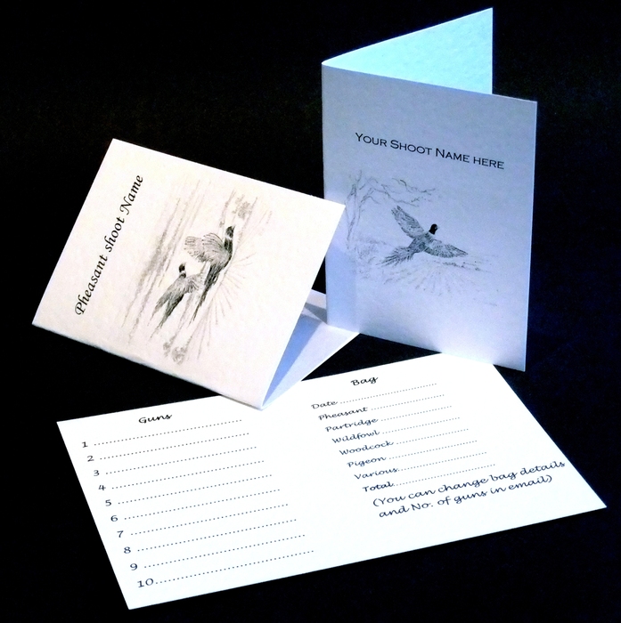 Example of some bespoke  10cm by 7cm shoot cards ( traditional shoot card size) 50p each + postage