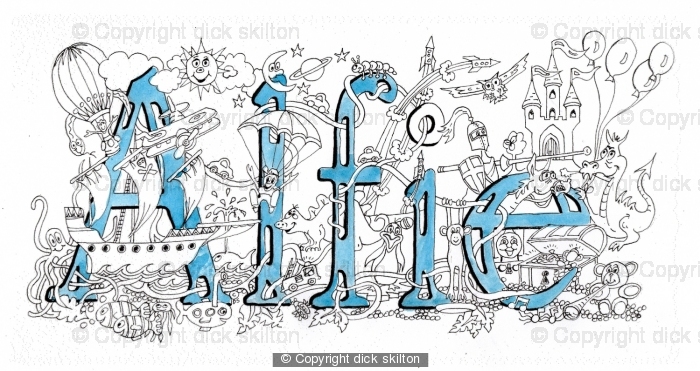 Alfie name card pack of 10 party invitations ( small cards with envelopes) invitation wording with image of your choice. you can have any name you like if you contact me and give a few days to do the drawing.