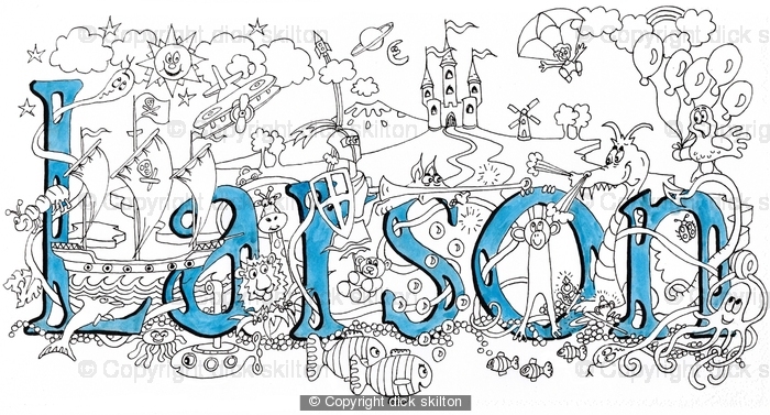 larson name art pack of 5 small cards with envelopes