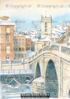Bewdley Bridge and Church in the snow greetin/Christmas card